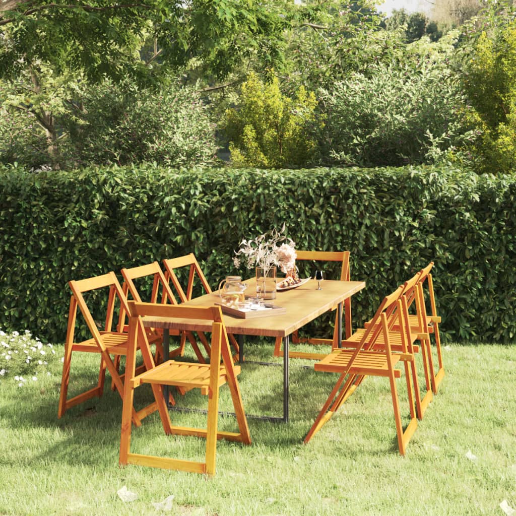 Folding Garden Chairs 8 pcs Solid Wood Acacia - Brittle & Co