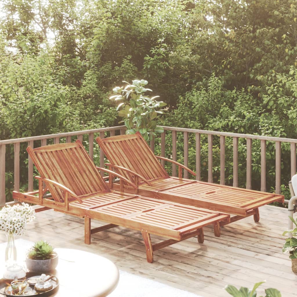 Sun Loungers 2 pcs Solid Wood Acacia - Brittle & Co