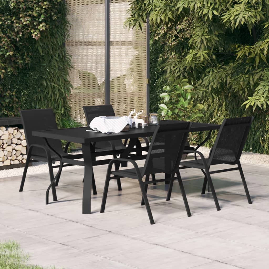 5 Piece Garden Dining Set Black - Unbeatable Bargains