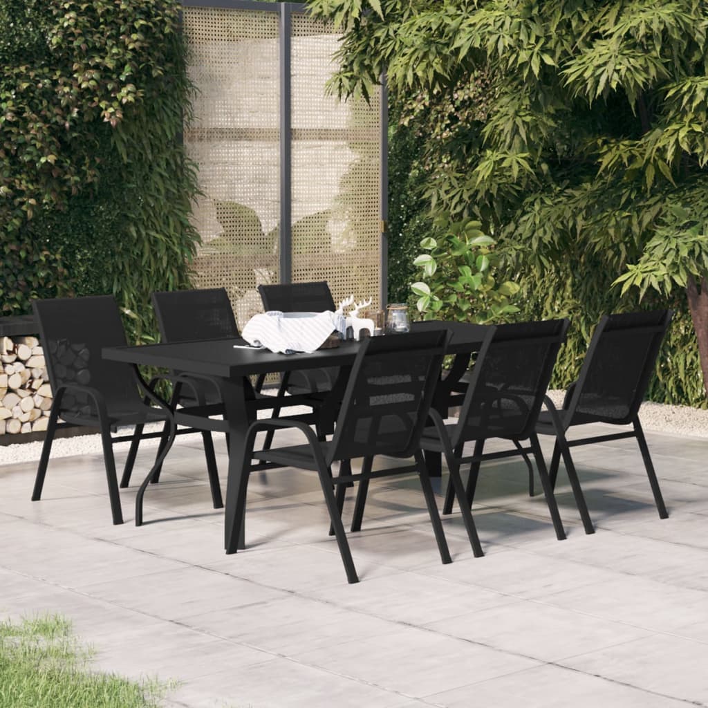 7 Piece Garden Dining Set Black - Millennium Furniture