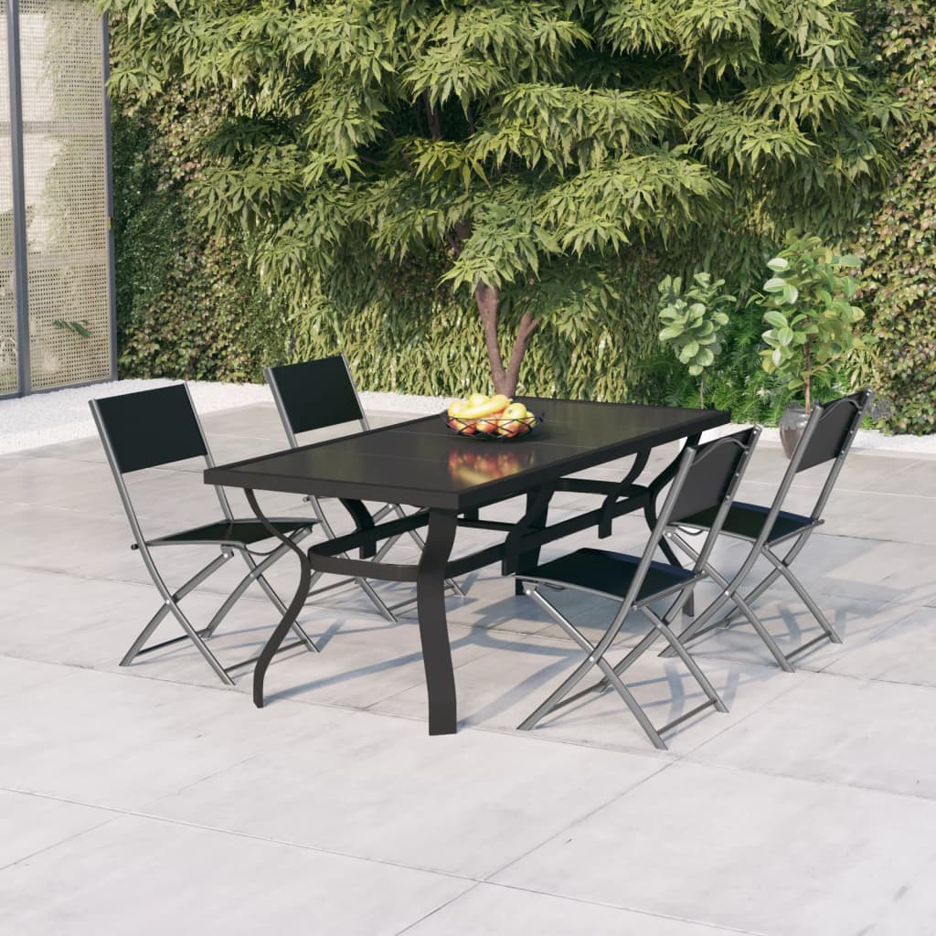 5 Piece Garden Dining Set Grey and Black - Casper Homes