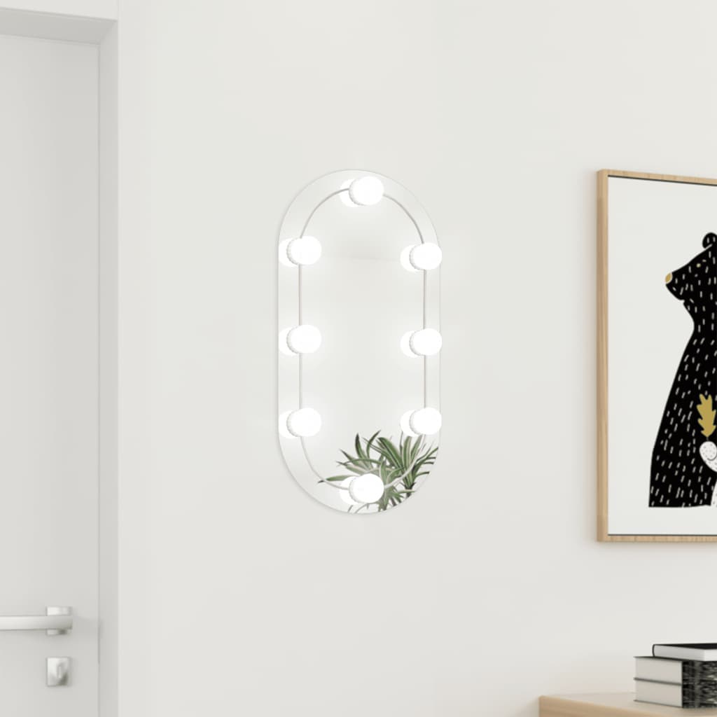 Mirror with LED Lights 60x30 cm Glass Oval - Casper Homes