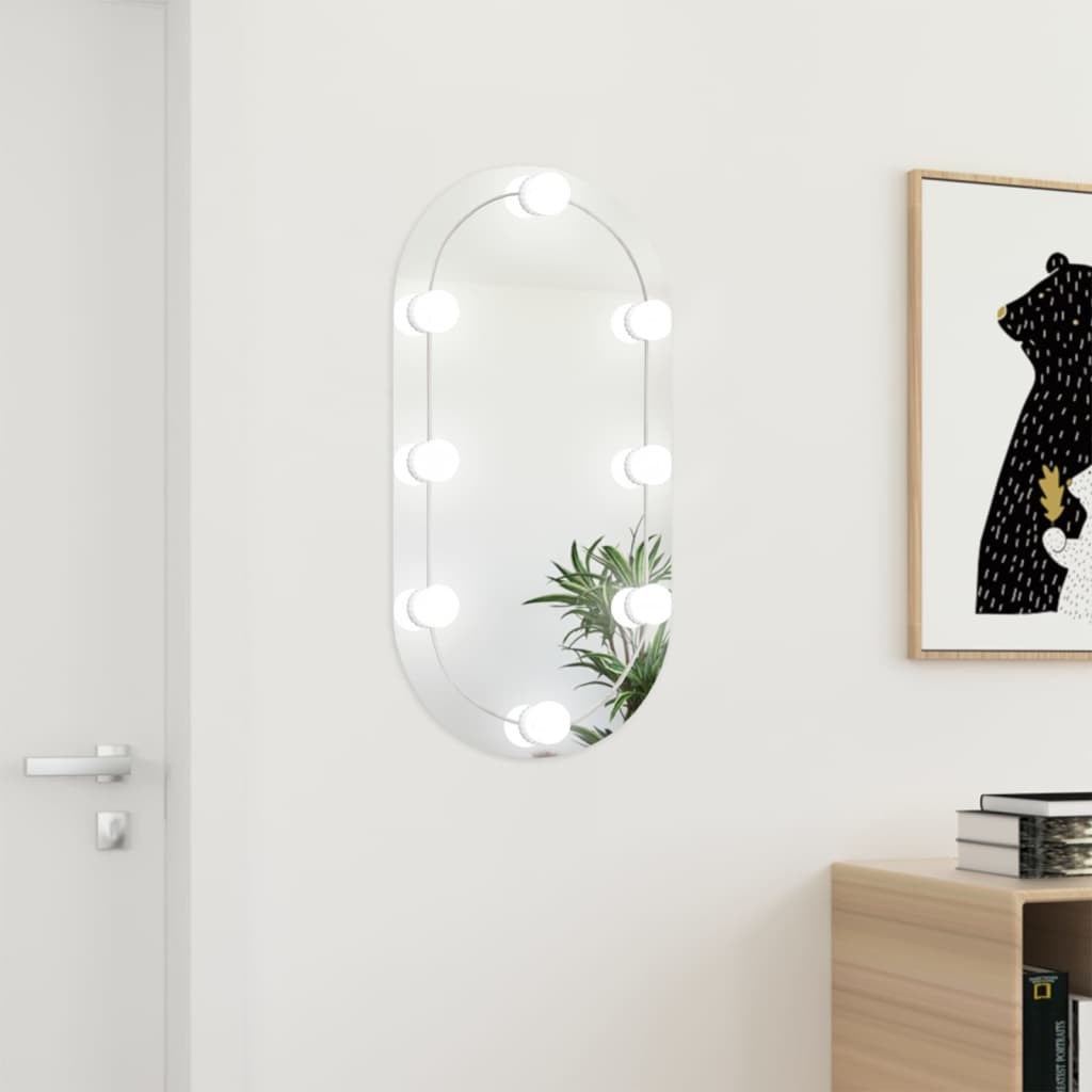 Mirror with LED Lights 80x40 cm Glass Oval - All Things Good
