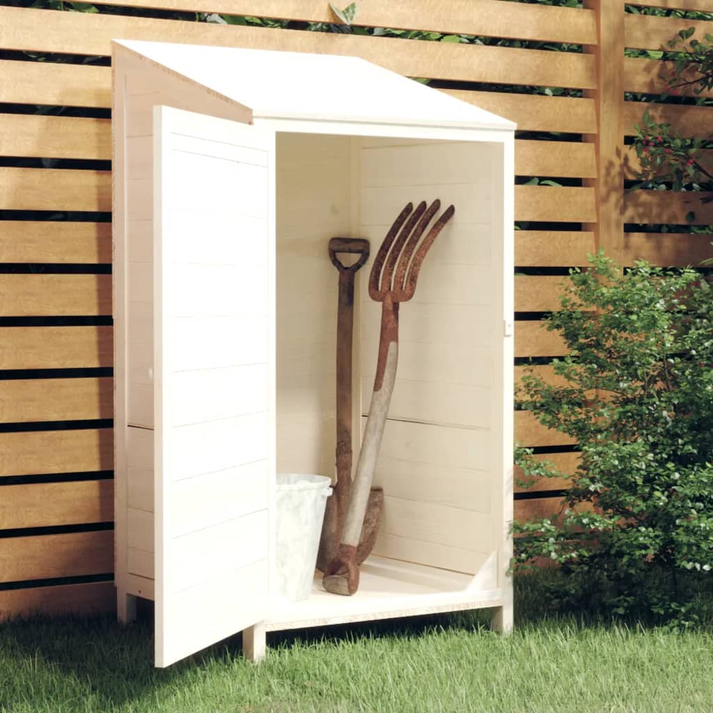 Garden Shed White 55x52x112 cm Solid Wood Fir - Decor Base