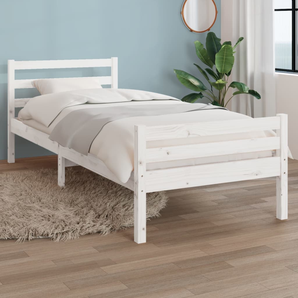 Bed Frame White Solid Wood 100x200 cm - Direct Imports