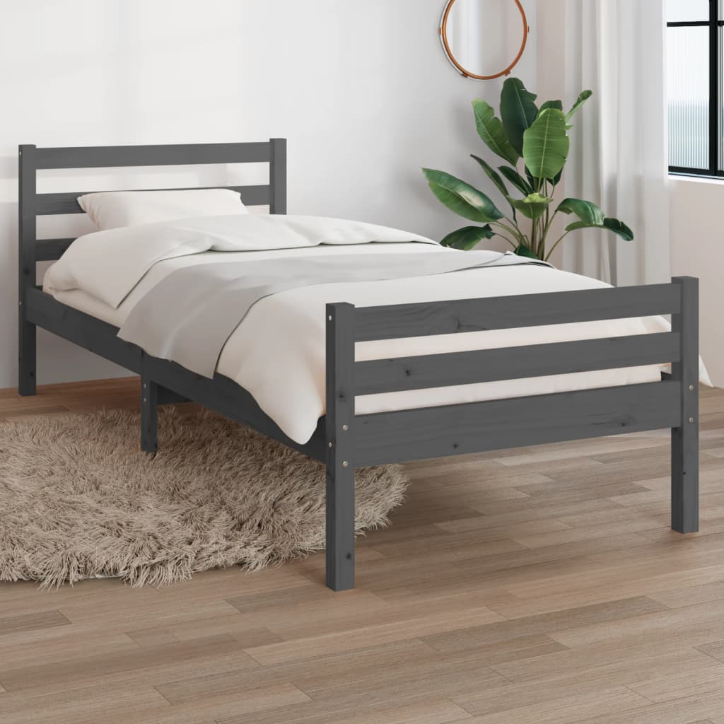 Bed Frame Grey Solid Wood 100x200 cm - Casper Homes