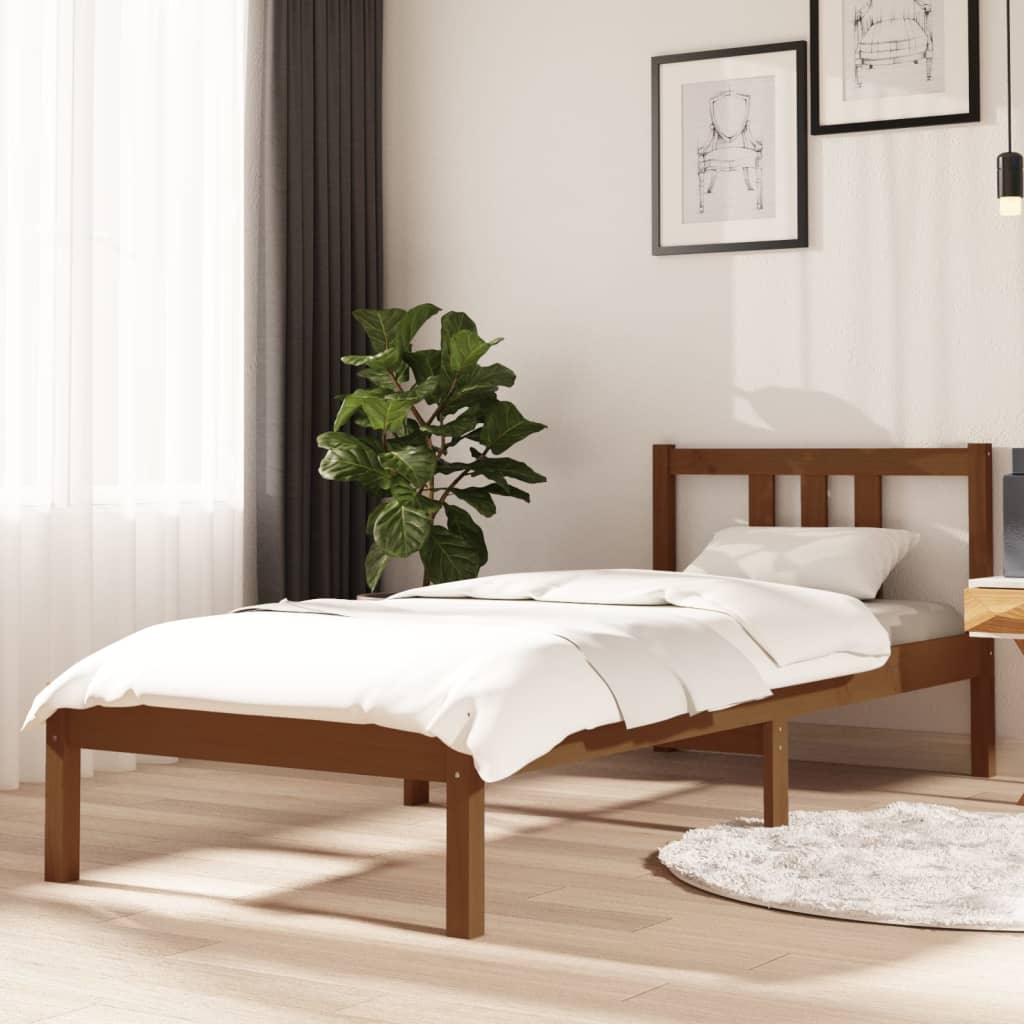 Bed Frame Honey Brown Solid Wood 75x190 cm Small Single - Casper Homes