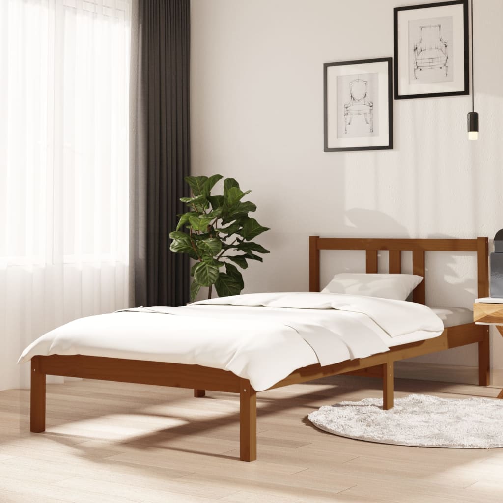 Bed Frame Honey Brown Solid Wood 90x200 cm - Design Hut