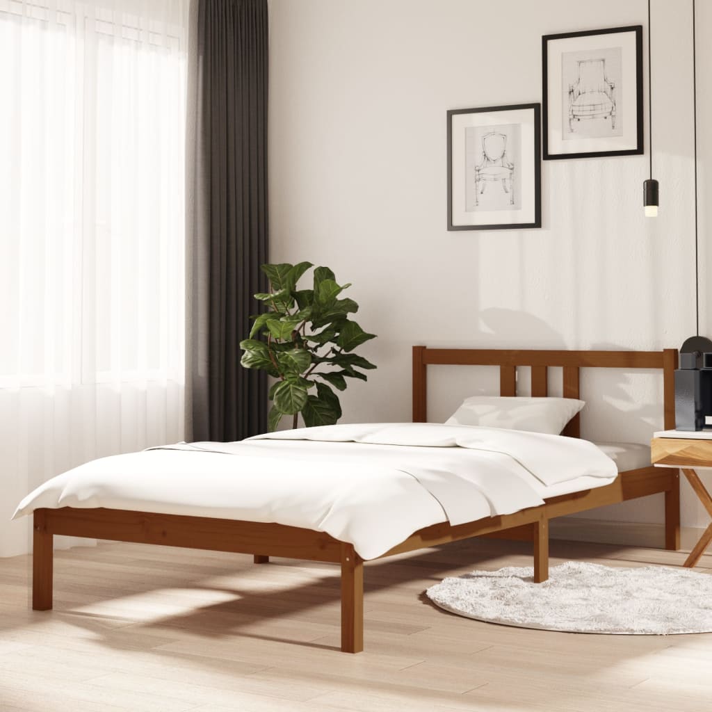 Bed Frame Honey Brown Solid Wood 100x200 cm - Tyrell & Tyrell