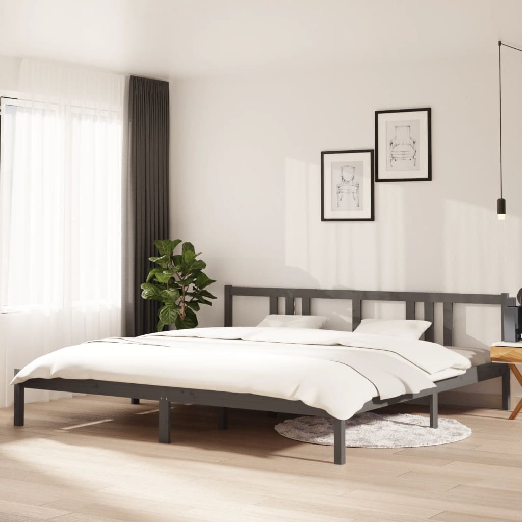 Bed Frame Grey Solid Wood 200x200 cm - Sid & Sam