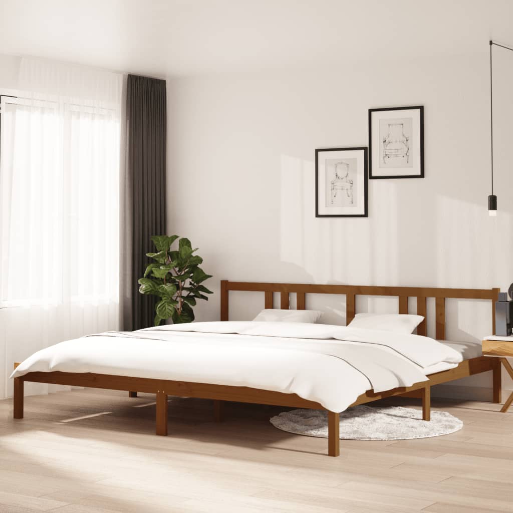 Bed Frame Honey Brown Solid Wood 200x200 cm - Tyrell & Tyrell