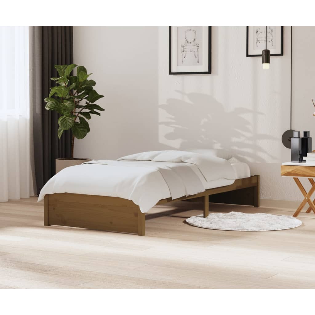 Bed Frame Honey Brown Solid Wood 90x200 cm - Design Hut