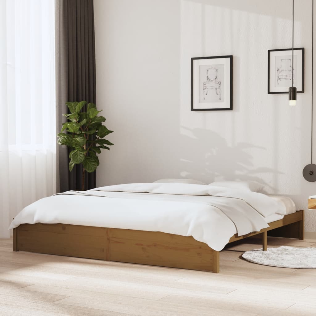 Bed Frame Honey Brown Solid Wood 200x200 cm - Decor Base