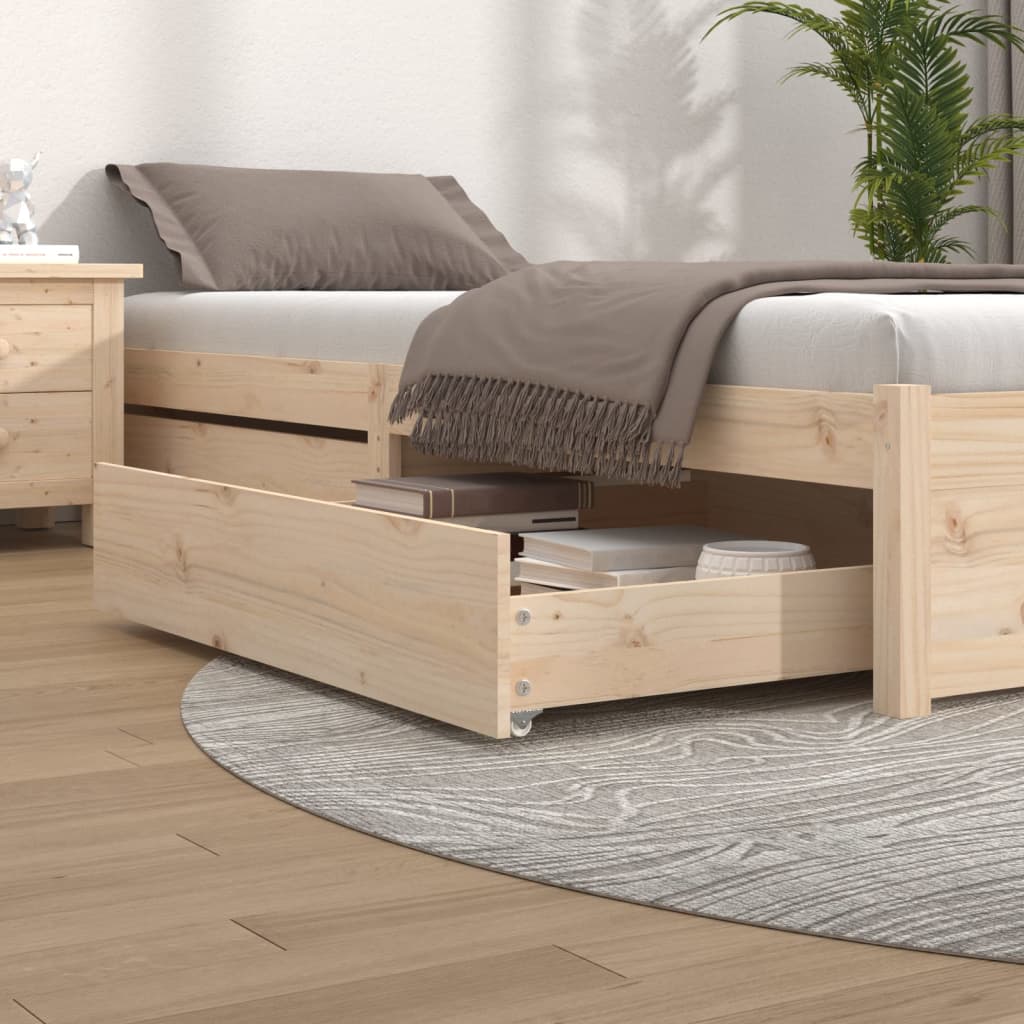 Bed Drawers 2 pcs Solid Wood Pine - Merlin Deals