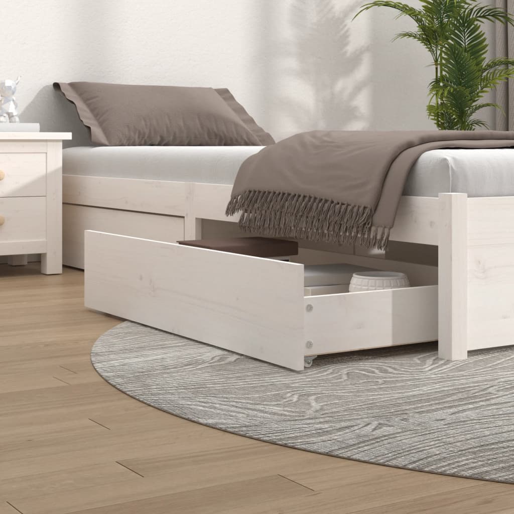 Bed Drawers 4 pcs White Solid Wood Pine - Direct Imports