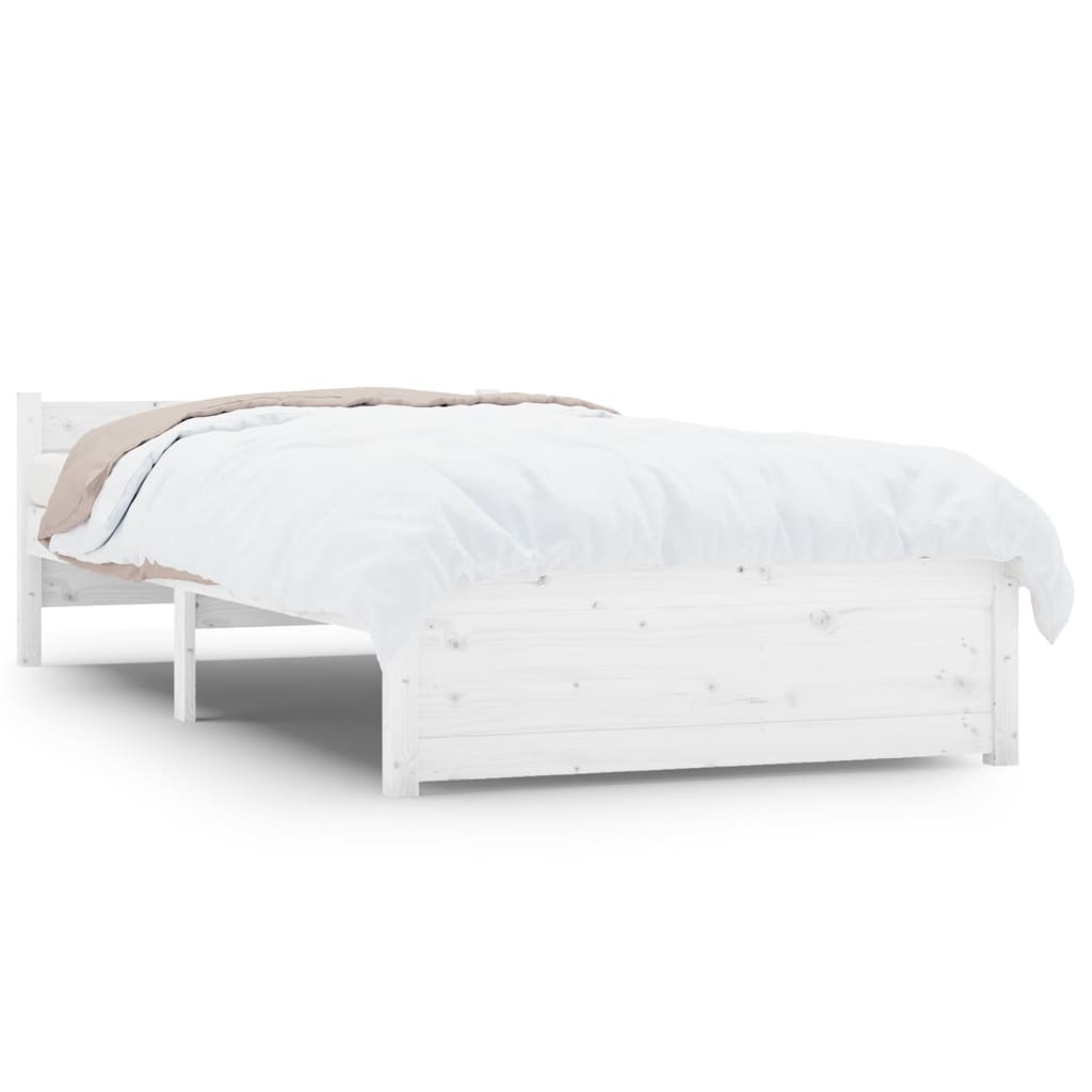 Bed Frame White Solid Wood 90x190 cm 3FT Single - Unbeatable Bargains