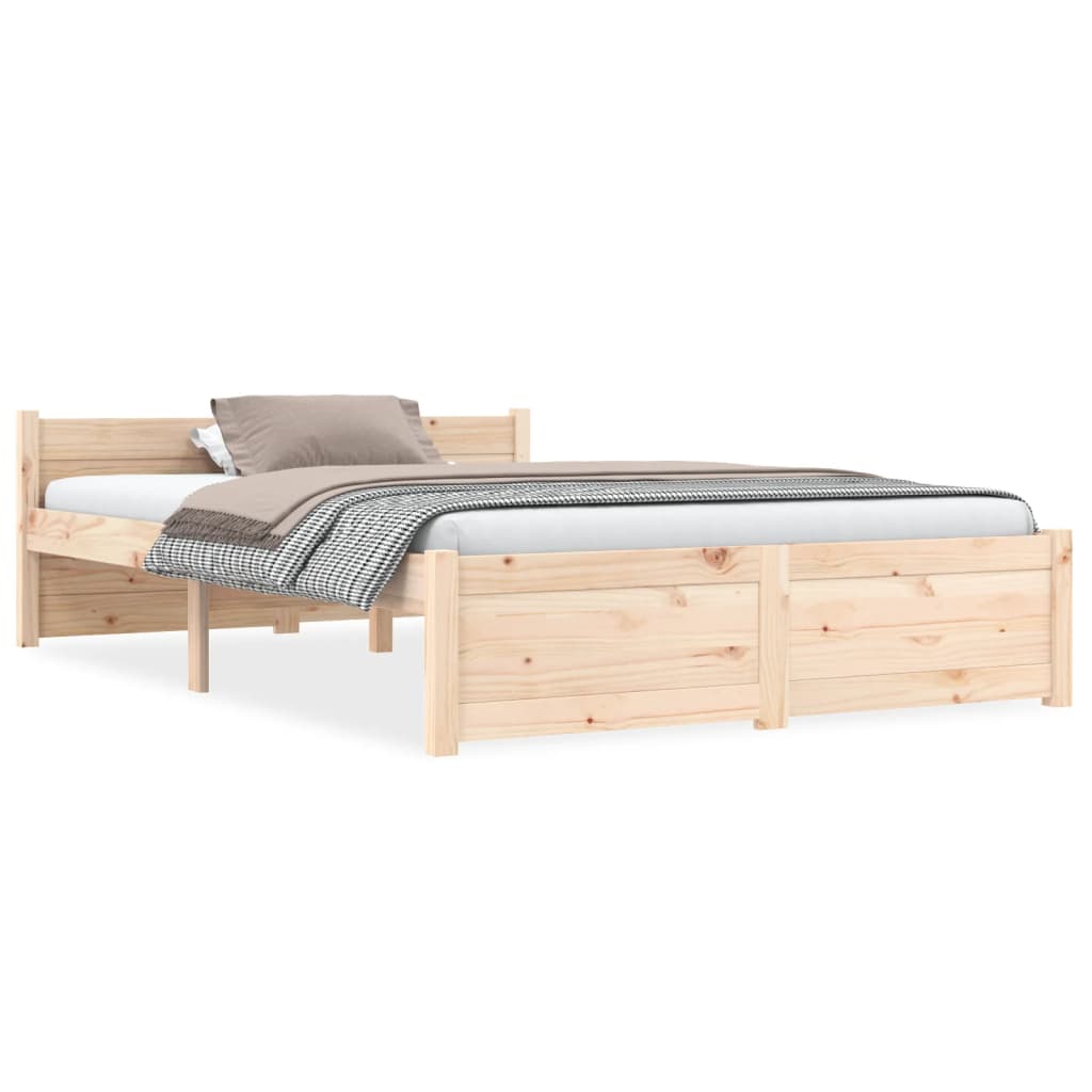 Bed Frame Solid Wood 135x190 cm Double - The Home Maker