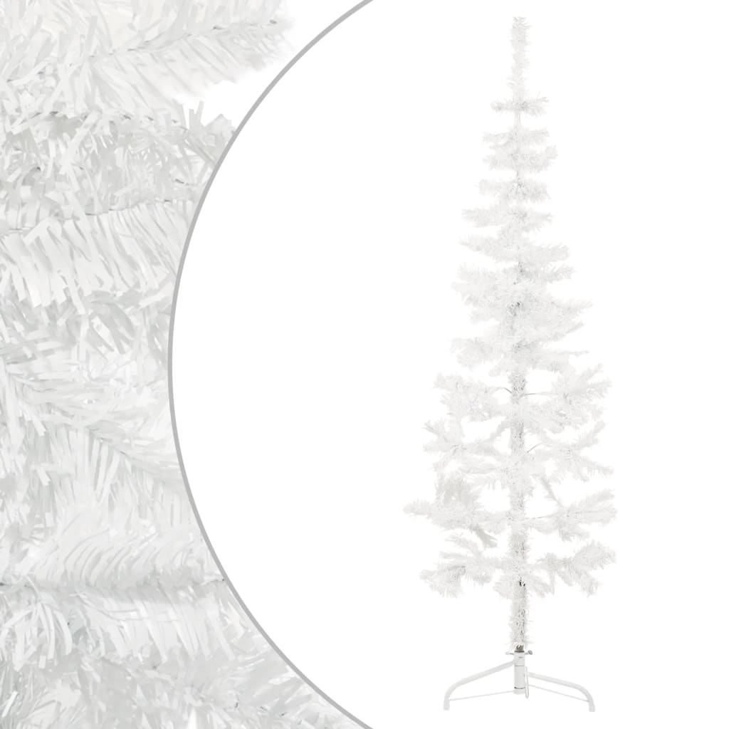 Lauxe Slim Artificial Half Christmas Tree Stand White 120cm - Unbeatable Bargains