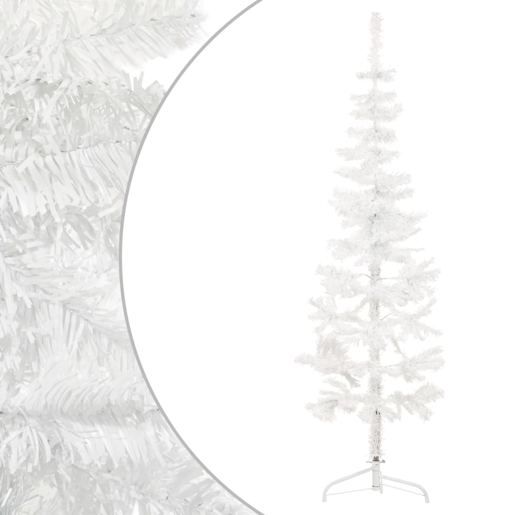 Lauxe Slim Artificial Half Christmas Tree Stand White 150cm - Unbeatable Bargains