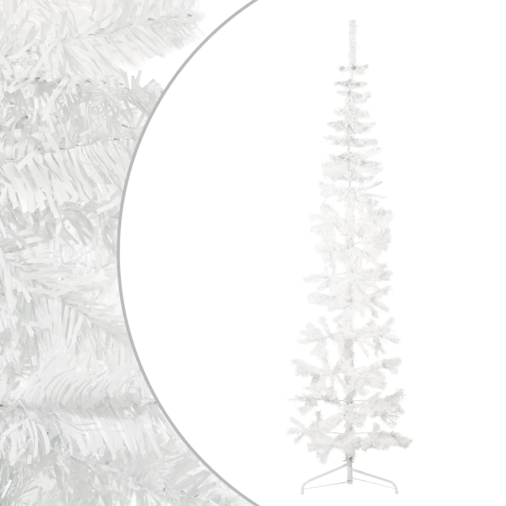 Lauxe Slim Artificial Half Christmas Tree Stand White 210cm - Unbeatable Bargains