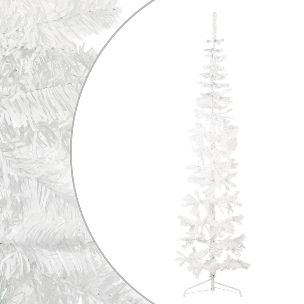 Lauxe Slim Artificial Half Christmas Tree Stand White 240cm - Unbeatable Bargains