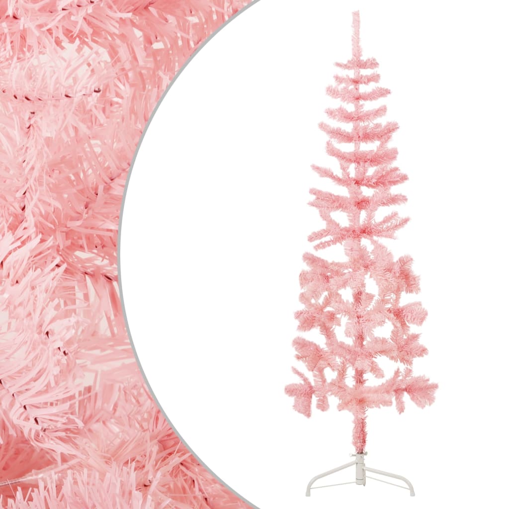 Lauxe Slim Artificial Half Christmas Tree Stand Pink 180cm - Unbeatable Bargains