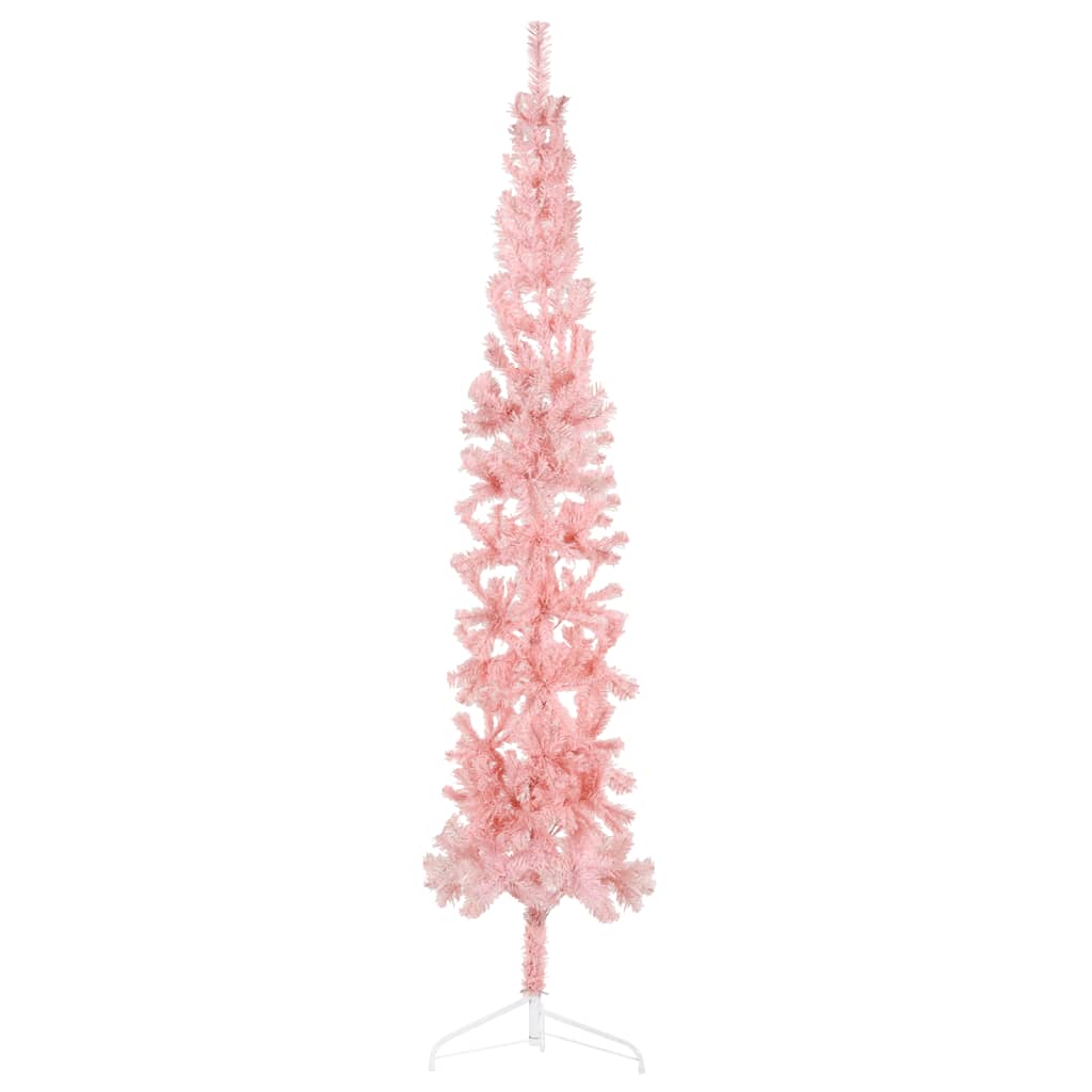 Lauxe Slim Artificial Half Christmas Tree Stand Pink 210cm - Unbeatable Bargains