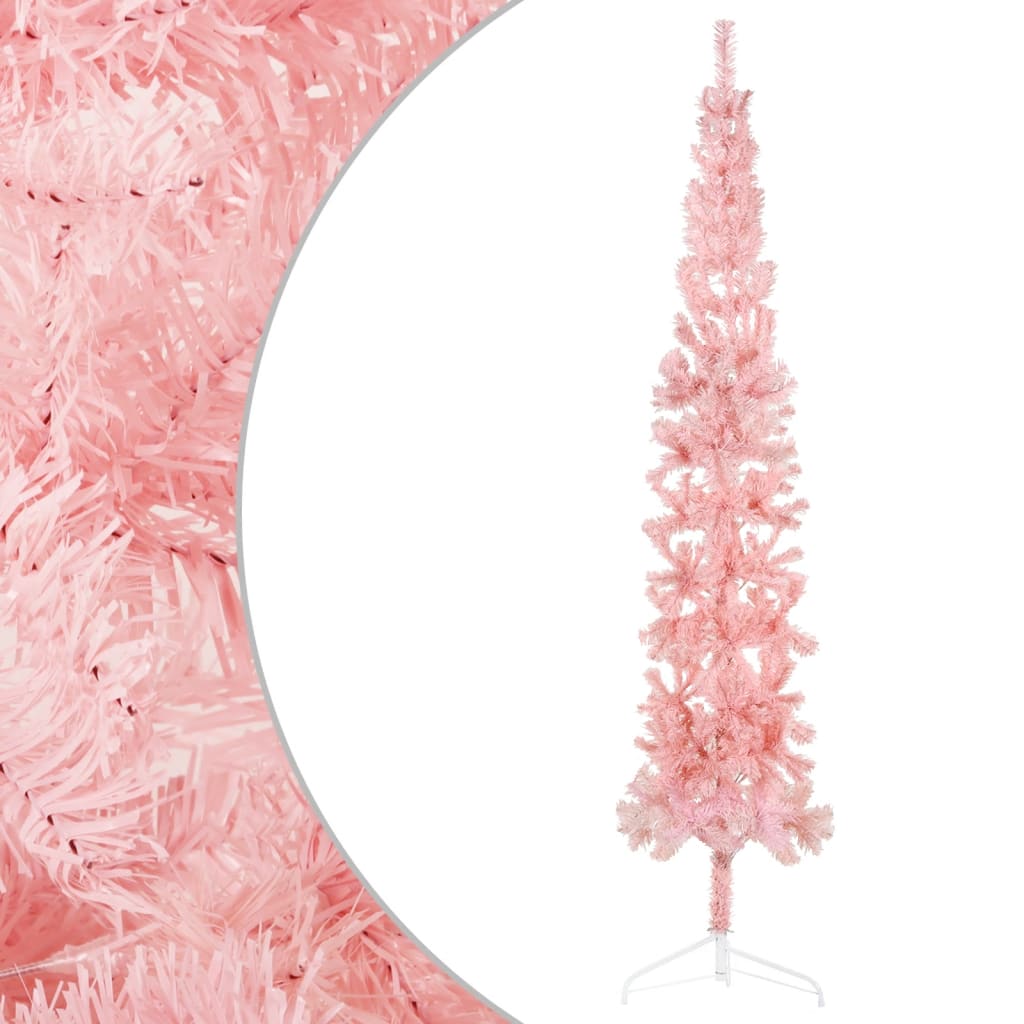 Lauxe Slim Artificial Half Christmas Tree Stand Pink 240cm - Unbeatable Bargains