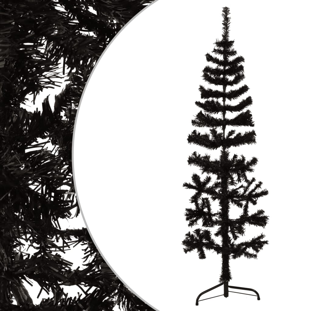 Lauxe Slim Artificial Half Christmas Tree Stand Black 150cm - Unbeatable Bargains