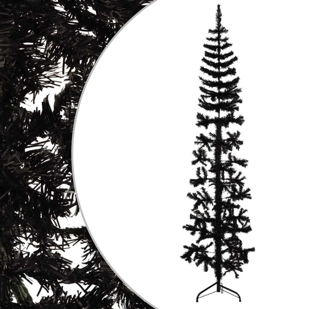 Lauxe Slim Artificial Half Christmas Tree Stand Black 180cm - Unbeatable Bargains