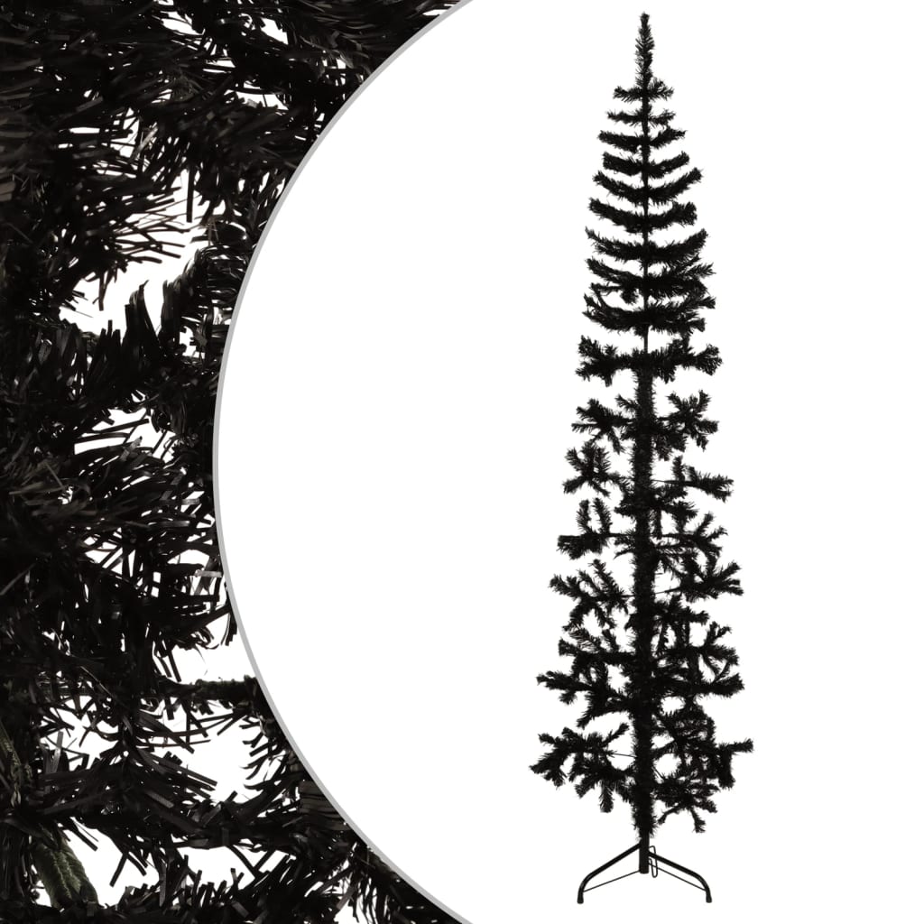 Lauxe Slim Artificial Half Christmas Tree Stand Black 240cm - Unbeatable Bargains