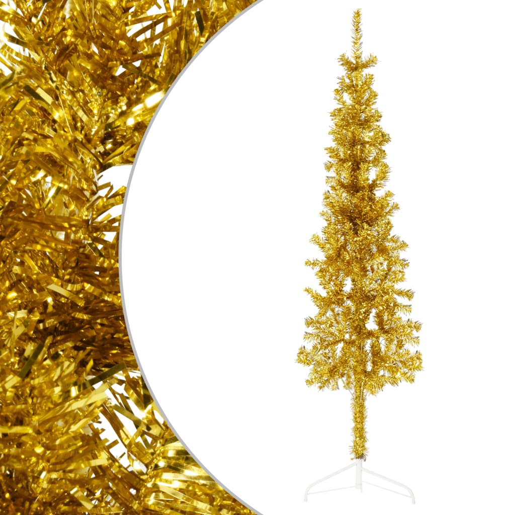 Lauxe Slim Artificial Half Christmas Tree Stand Gold 120cm - Unbeatable Bargains