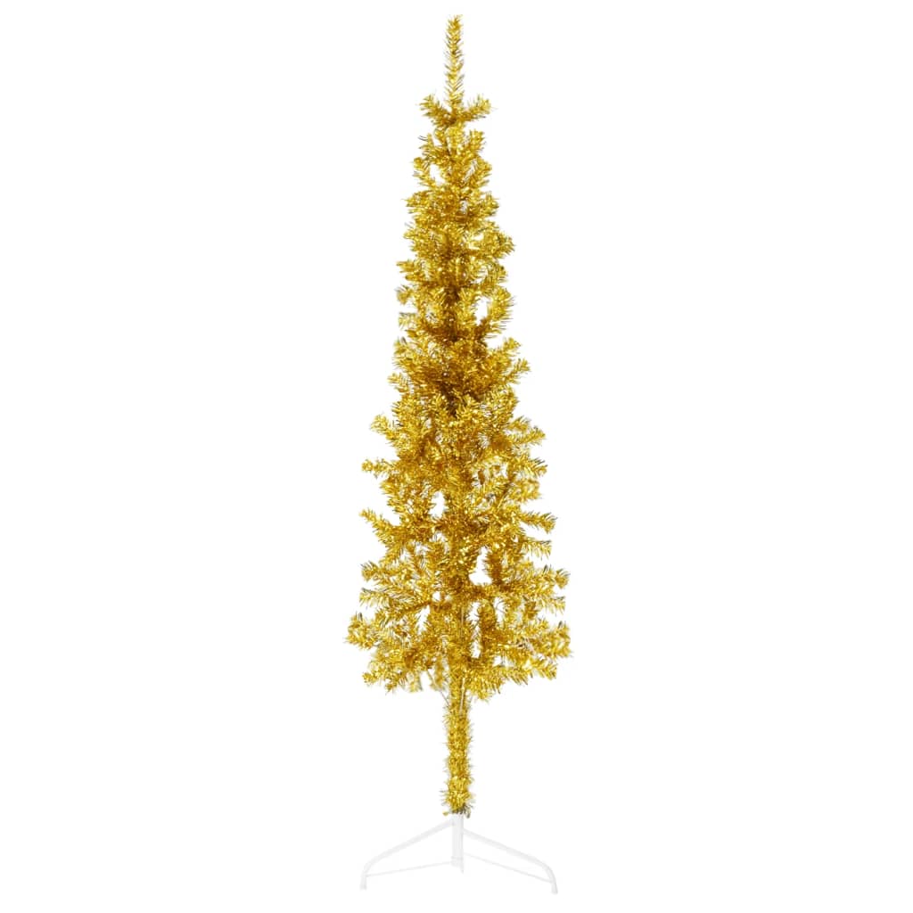 Lauxe Slim Artificial Half Christmas Tree Stand Gold 150cm - Unbeatable Bargains