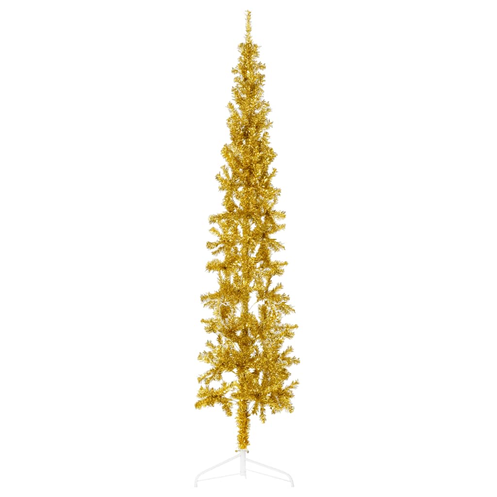 Lauxe Slim Artificial Half Christmas Tree Stand Gold 180cm - Unbeatable Bargains