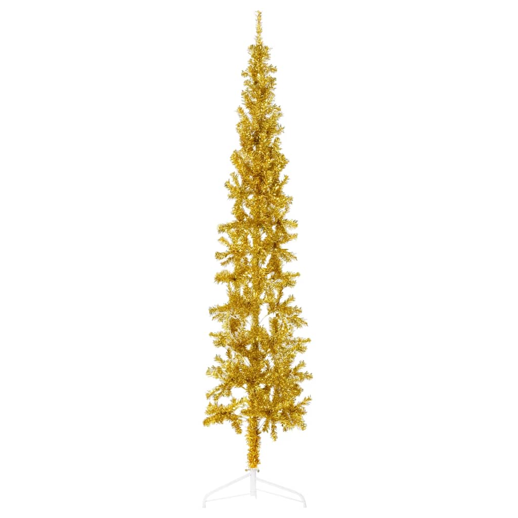 Lauxe Slim Artificial Half Christmas Tree Stand Gold 210cm - Unbeatable Bargains