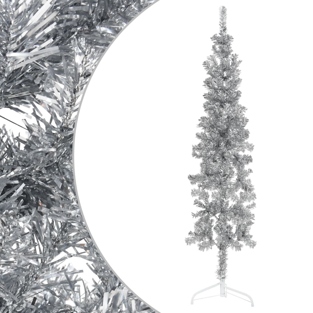 Lauxe Slim Artificial Half Christmas Tree Stand Silver 120cm - Unbeatable Bargains