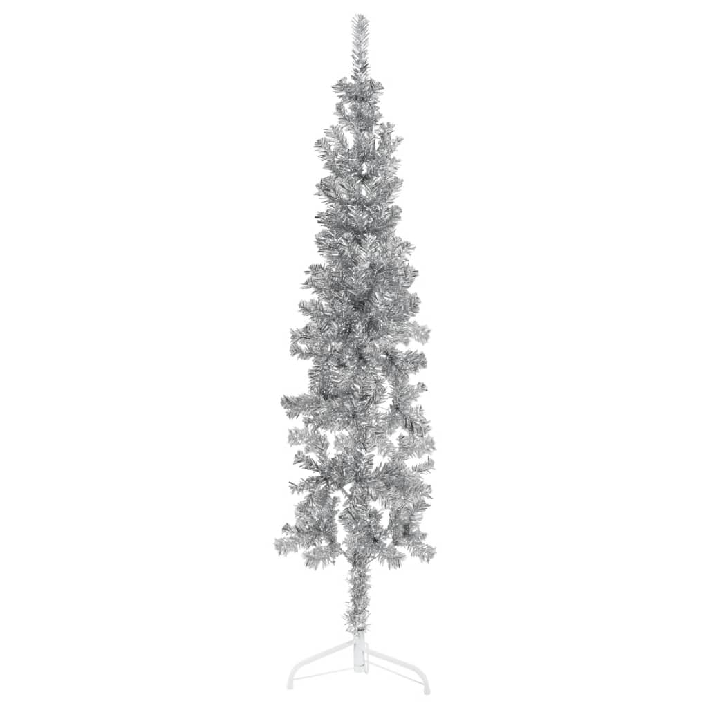 Lauxe Slim Artificial Half Christmas Tree Stand Silver 150cm - Unbeatable Bargains