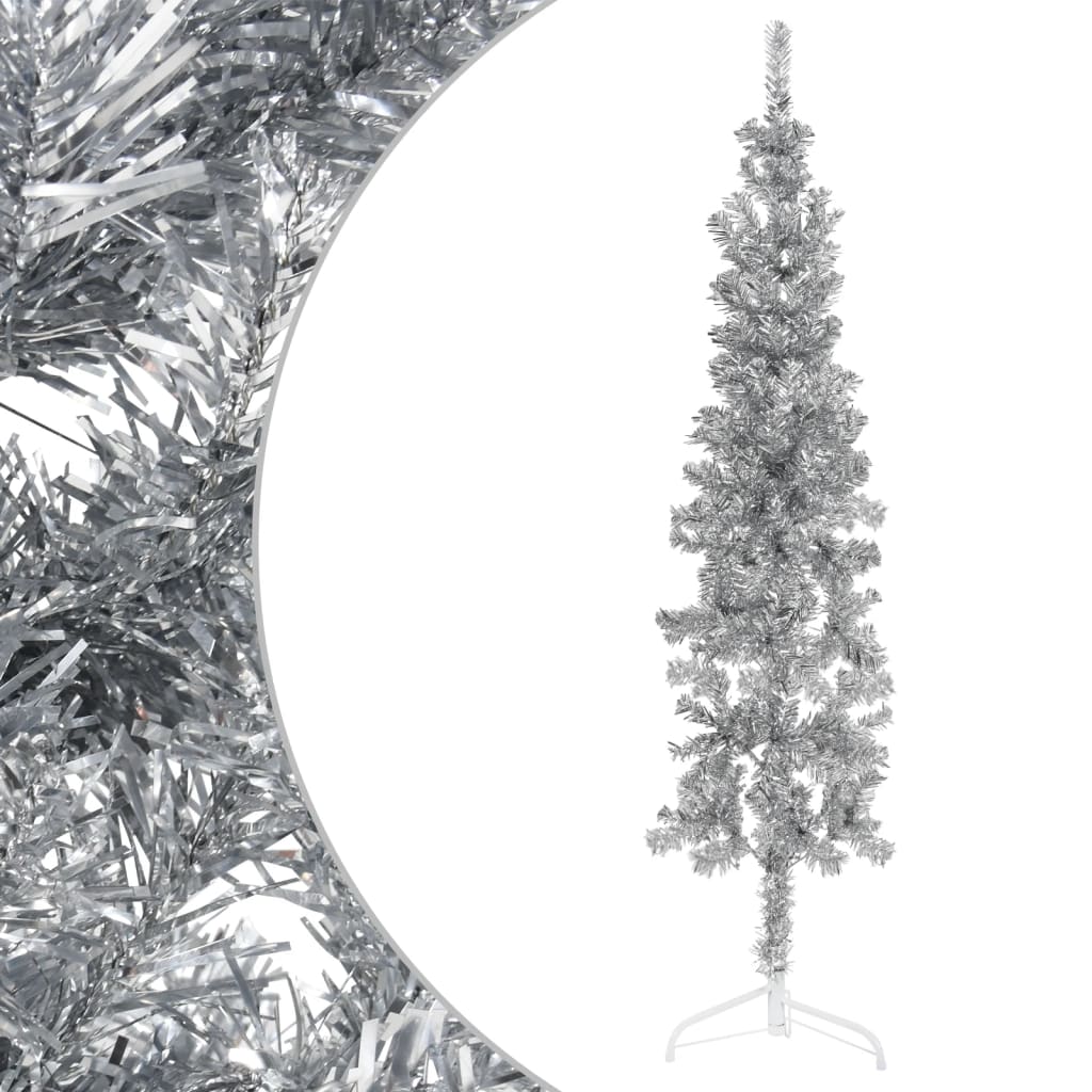 Lauxe Slim Artificial Half Christmas Tree Stand Silver 180cm - Unbeatable Bargains