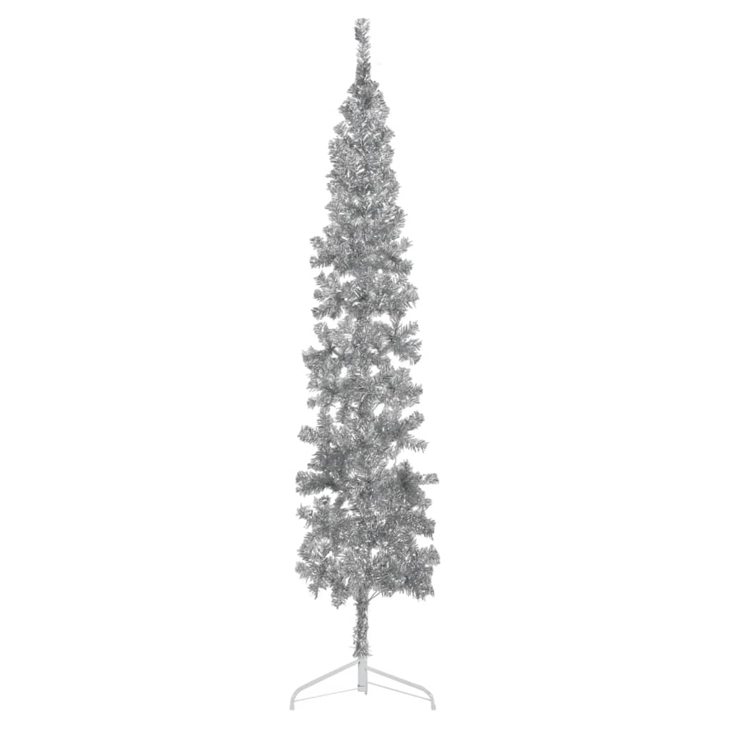 Lauxe Slim Artificial Half Christmas Tree Stand Silver 210cm - Unbeatable Bargains