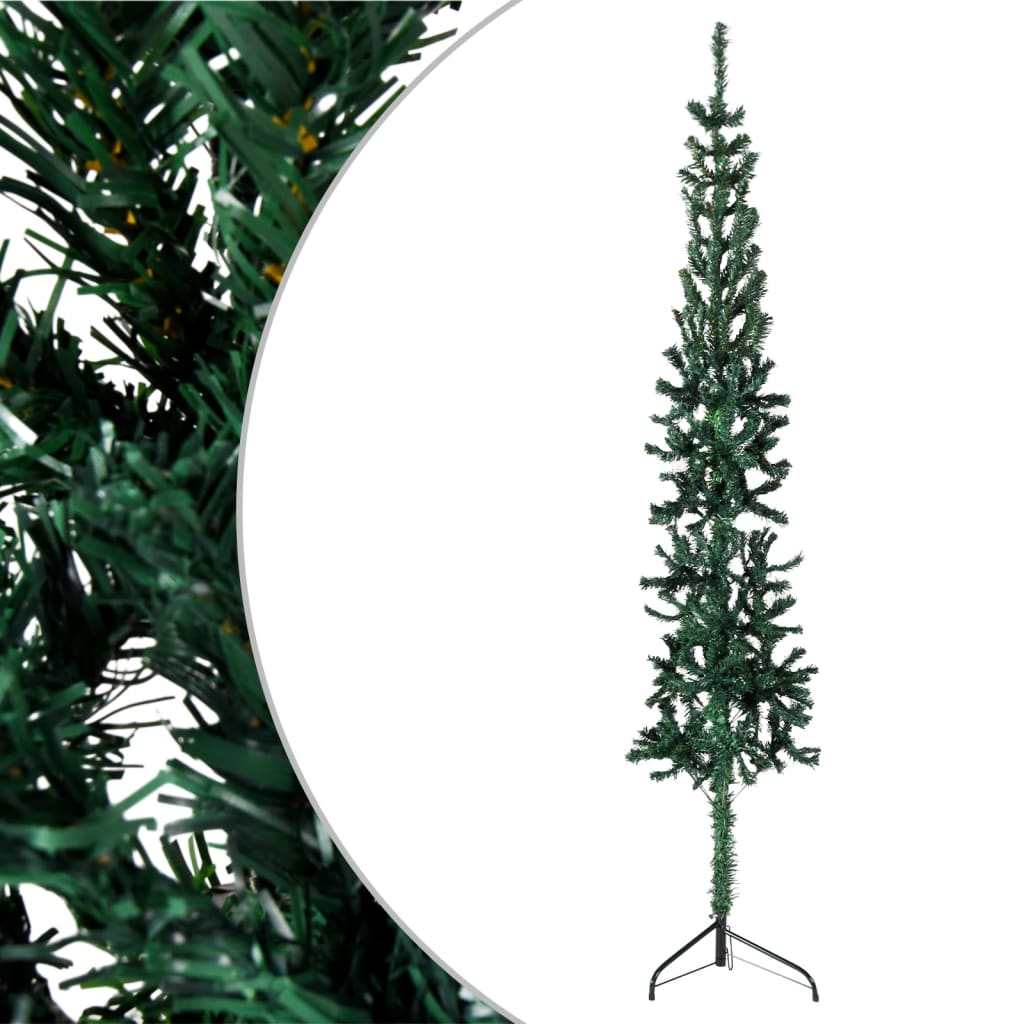 Lauxe Slim Artificial Half Christmas Tree Stand Green 180cm - Unbeatable Bargains