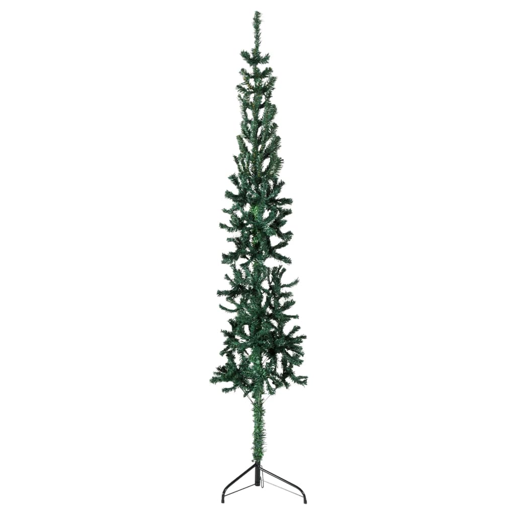 Lauxe Slim Artificial Half Christmas Tree Stand Green 210cm - Unbeatable Bargains