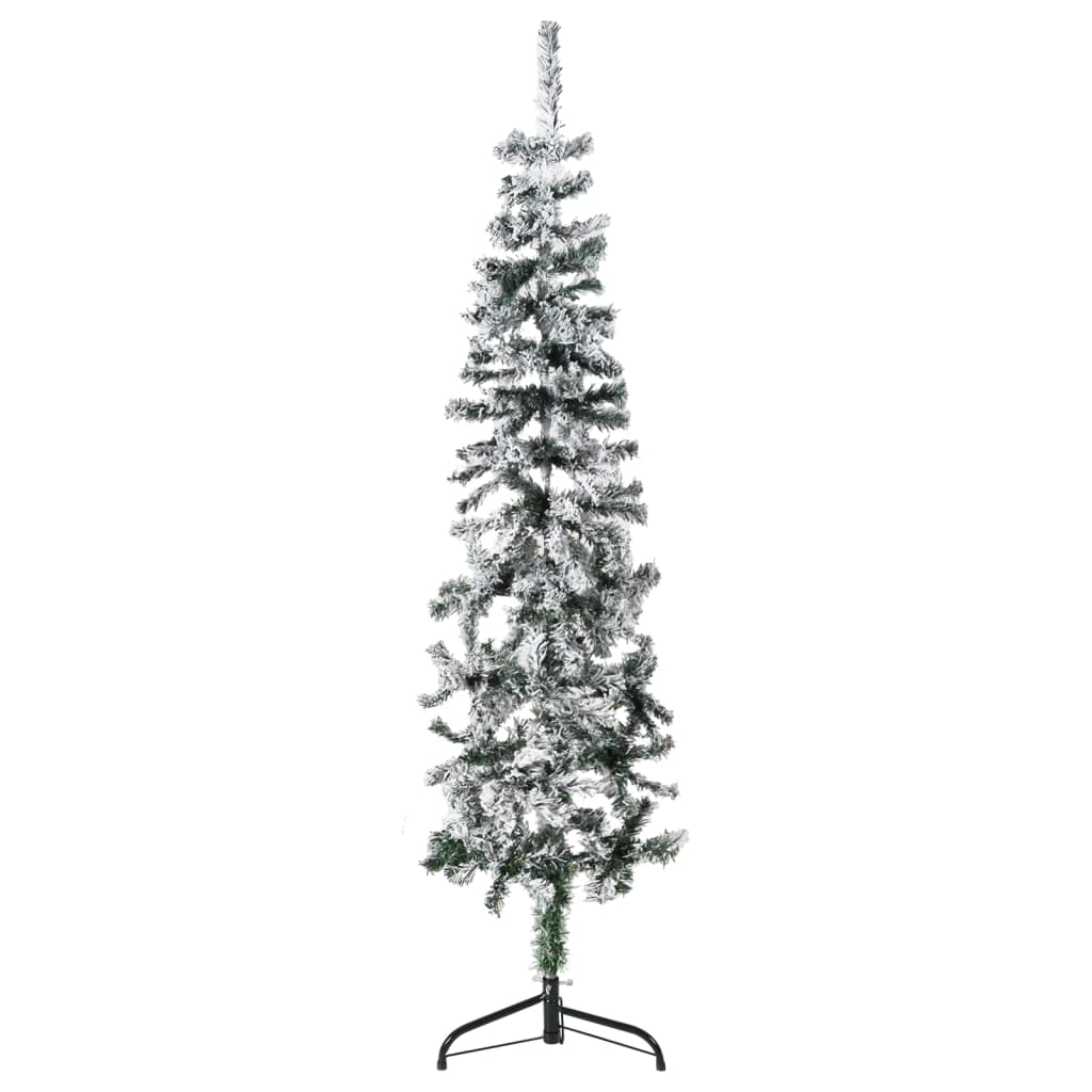 Lauxe Slim Artificial Half Christmas Tree Flocked Snow 150cm - Unbeatable Bargains