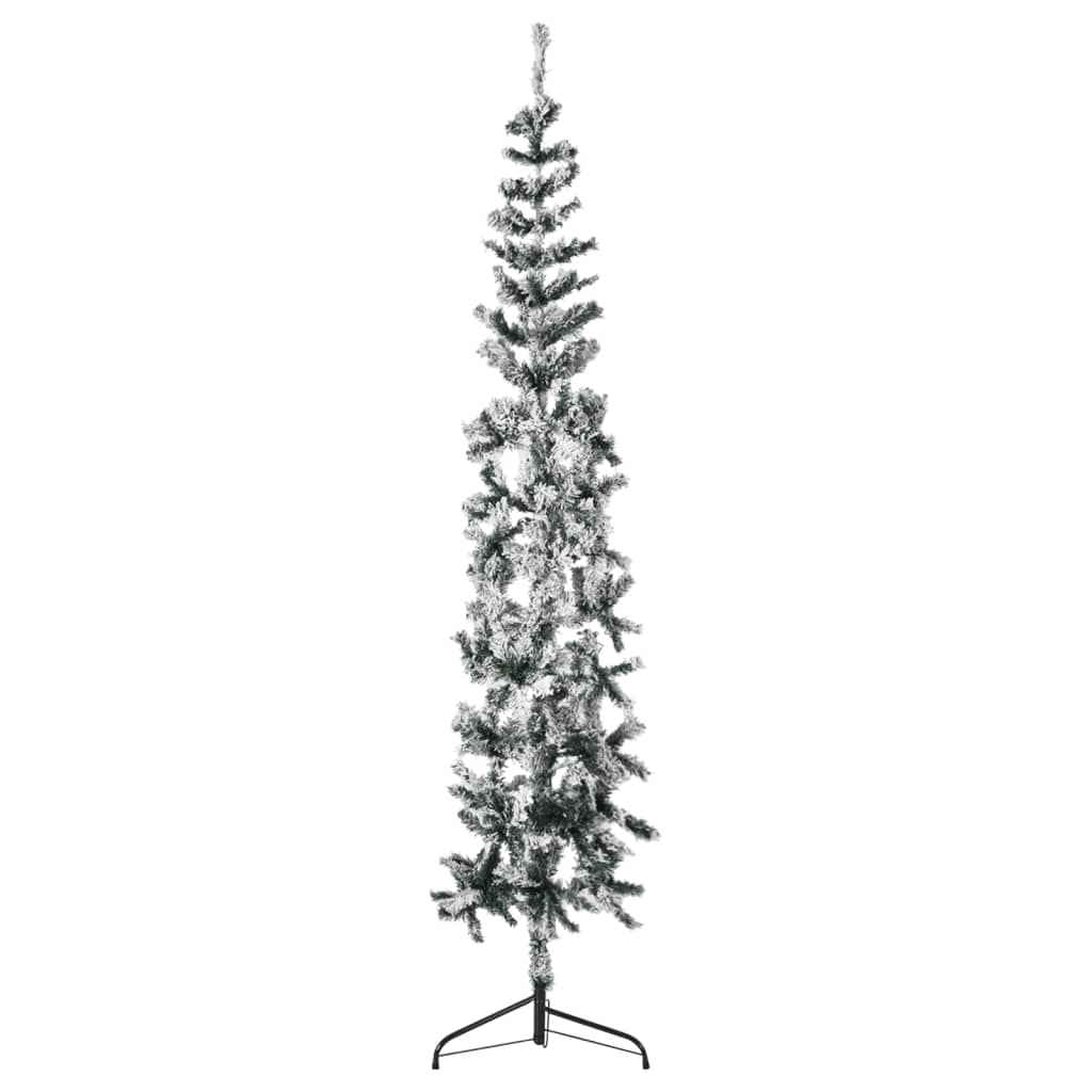 Lauxe Slim Artificial Half Christmas Tree Flocked Snow 210cm - Unbeatable Bargains