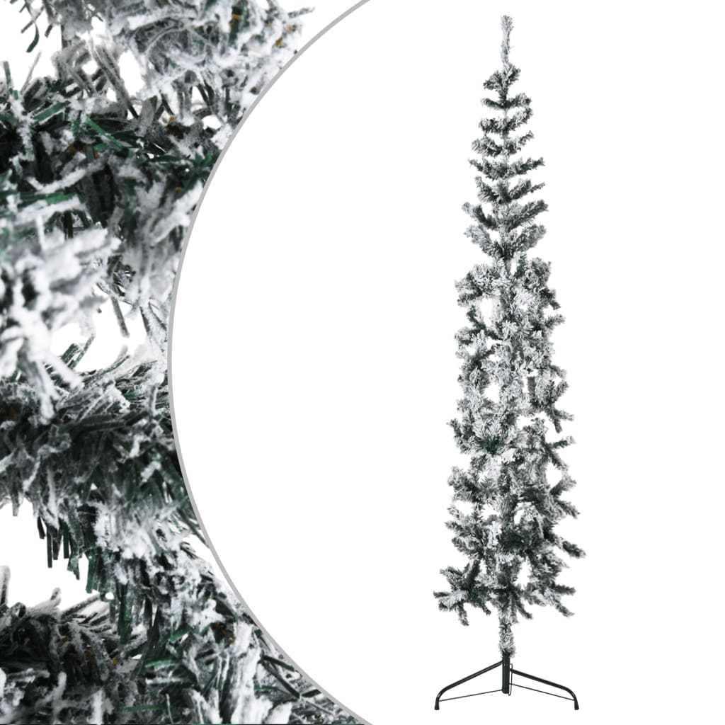 Lauxe Slim Artificial Half Christmas Tree Flocked Snow 240cm - Unbeatable Bargains