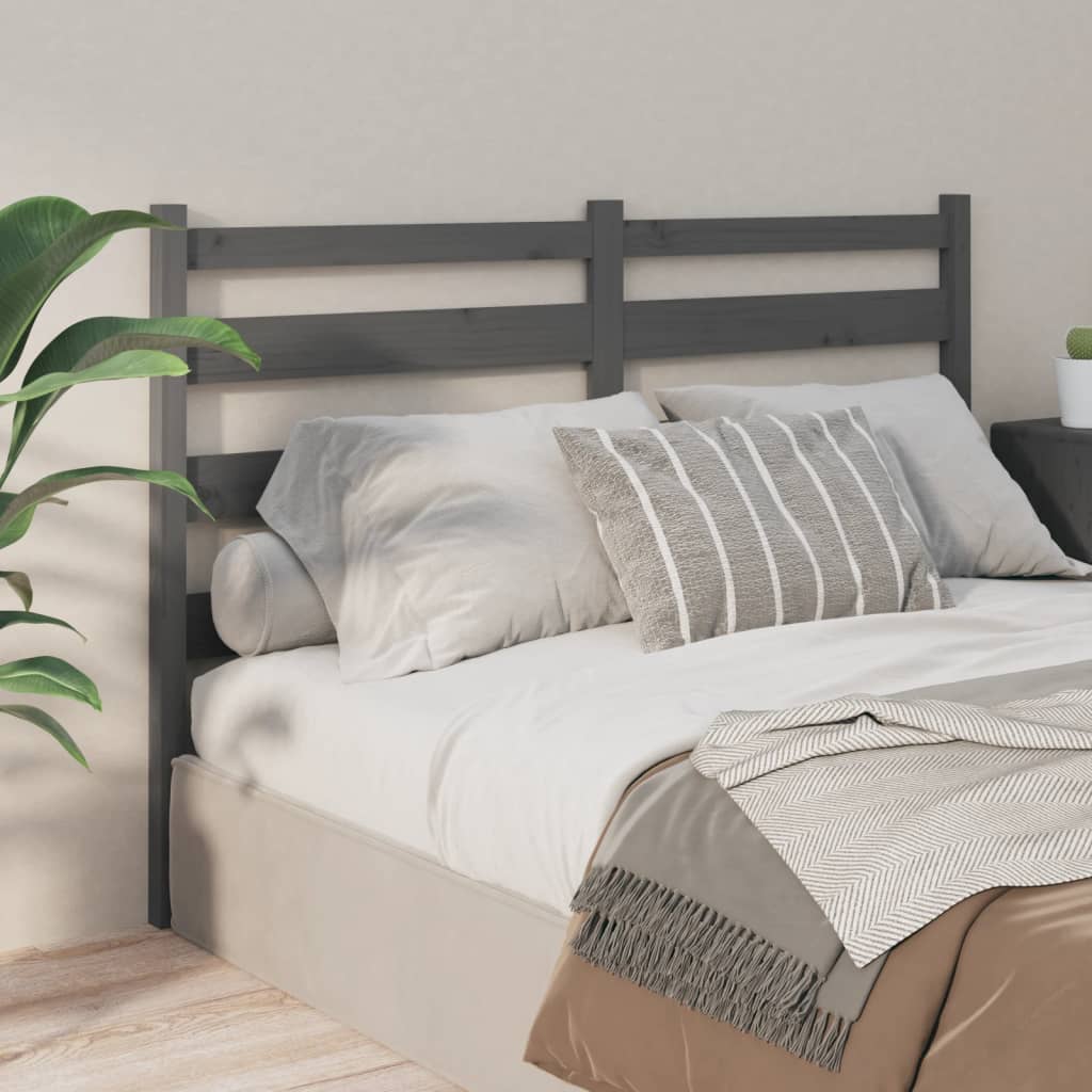 Bed Headboard Grey 166x4x100cm Solid Wood Pine - Design Hut