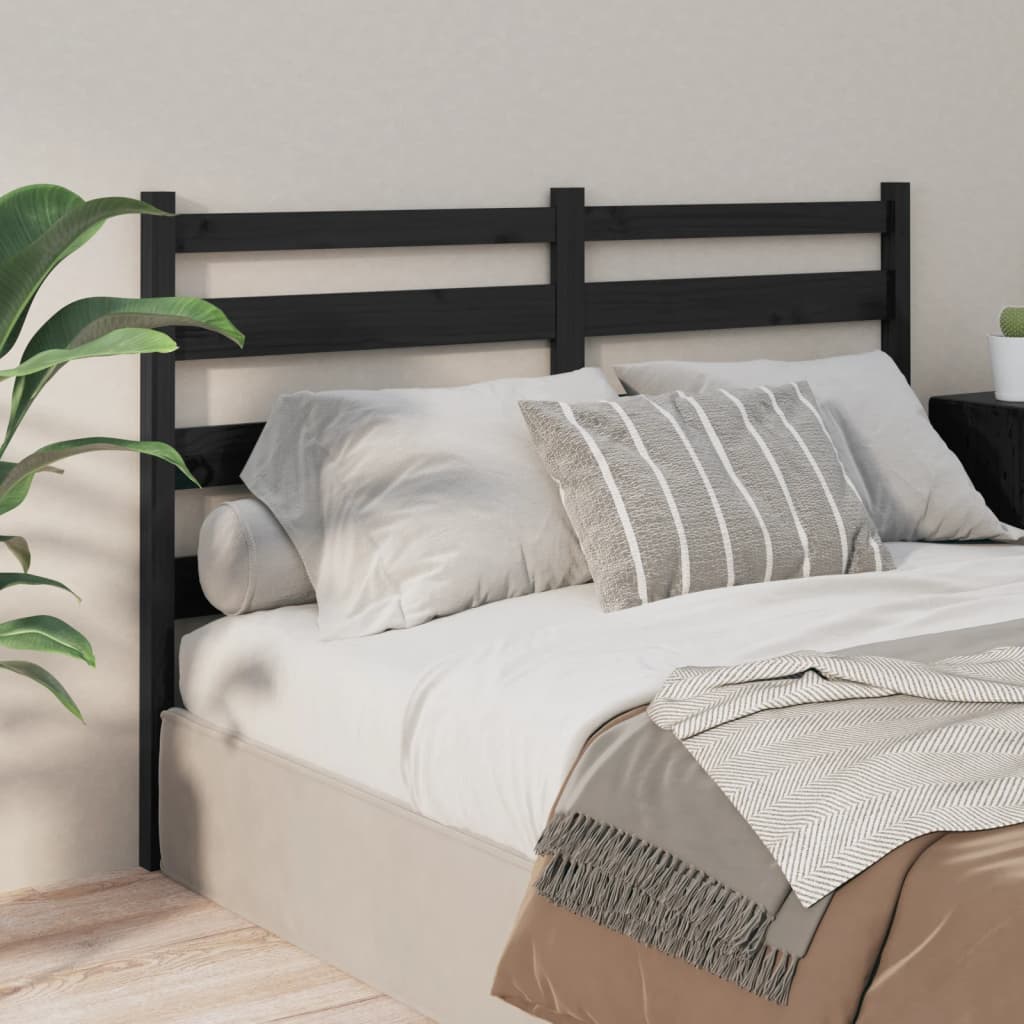 Bed Headboard Black 166x4x100 cm Solid Wood Pine - Unbeatable Bargains