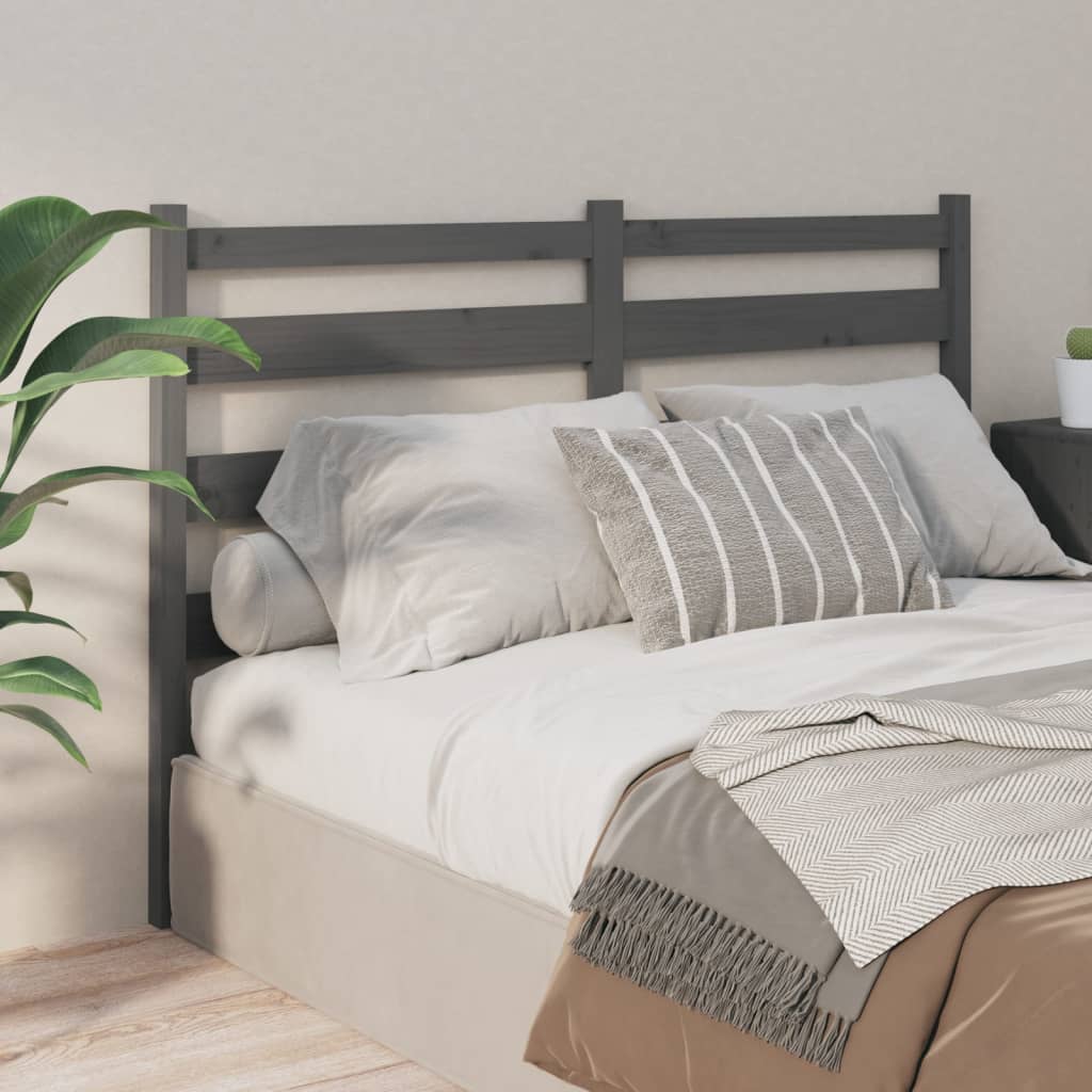 Bed Headboard Grey 206x4x100 cm Solid Wood Pine - The Home Maker