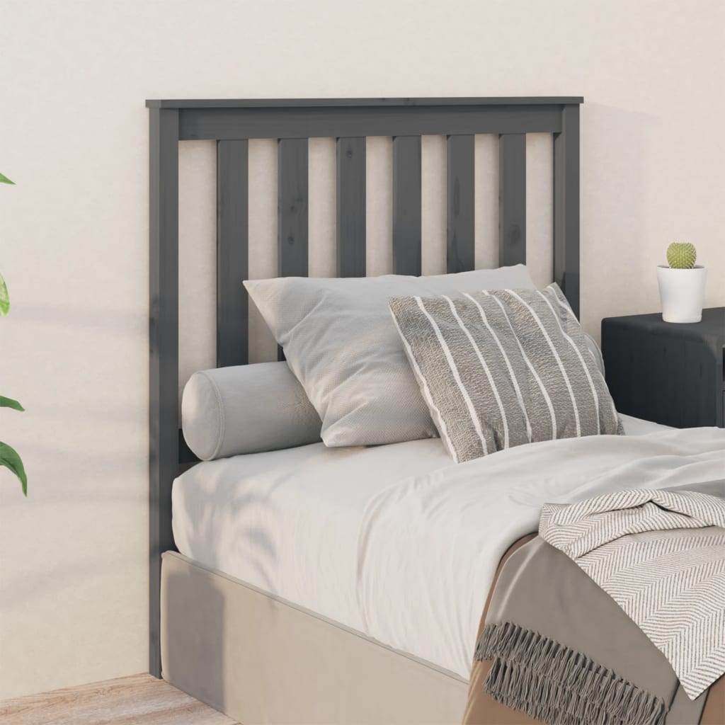 Bed Headboard Grey 96x6x101cm Solid Wood Pine - Design Hut