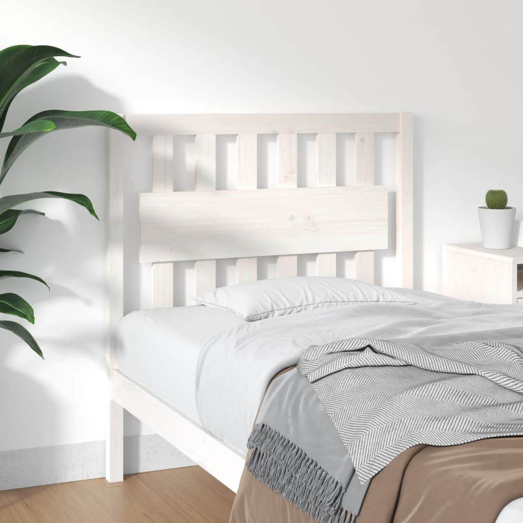 Bed Headboard White 95.5x4x100 cm Solid Wood Pine - Decor Base