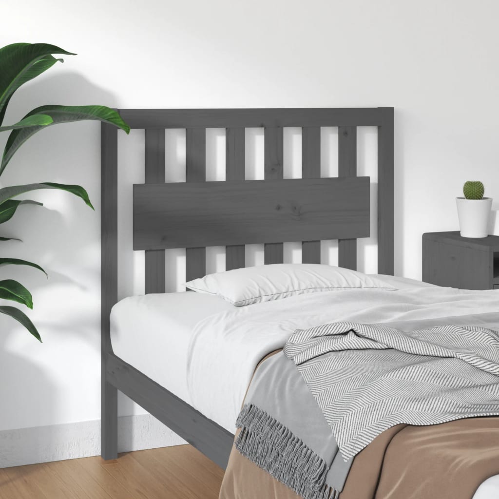 Bed Headboard Grey 95.5x4x100 cm Solid Wood Pine - Sid & Sam